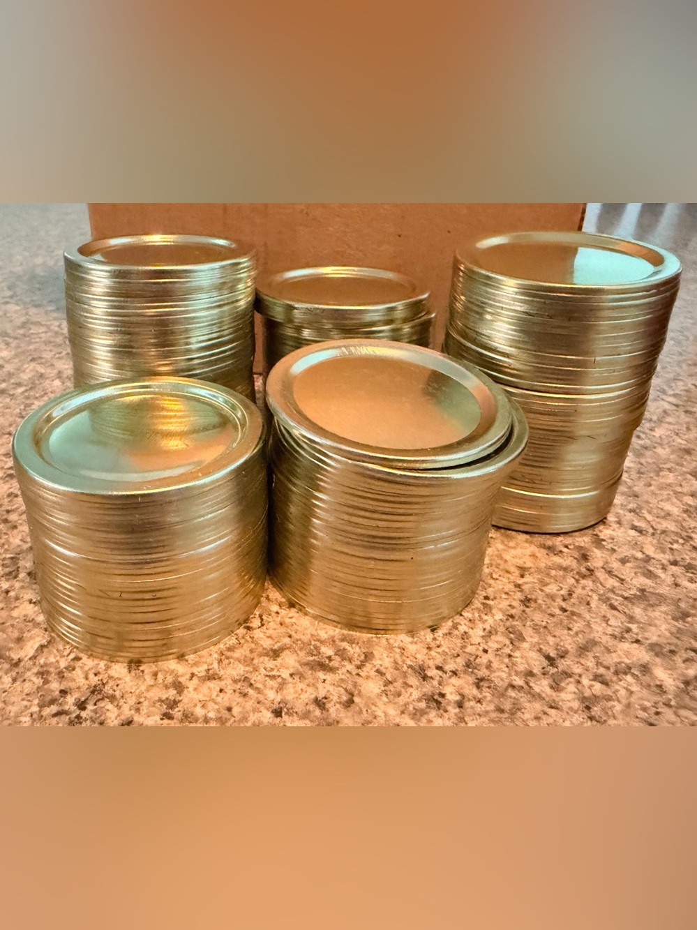 200 (approx) Metal Mason Jar Lids - Metallic Gold- Regular Size